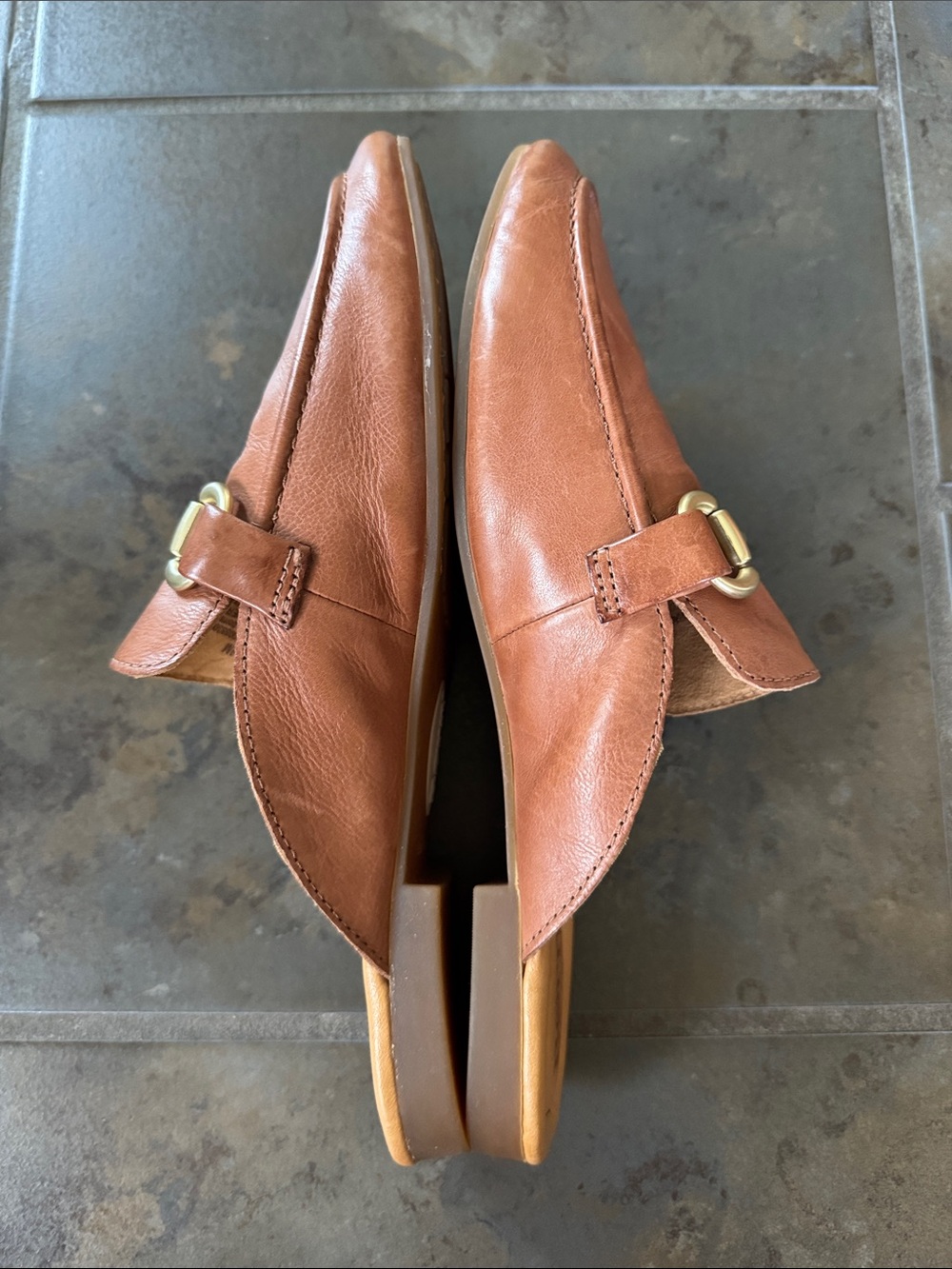 Born Leather Horsebit Mule Loafers Slippers Flats Cognac Brown Women’s Size 8 - Picture 5 of 6